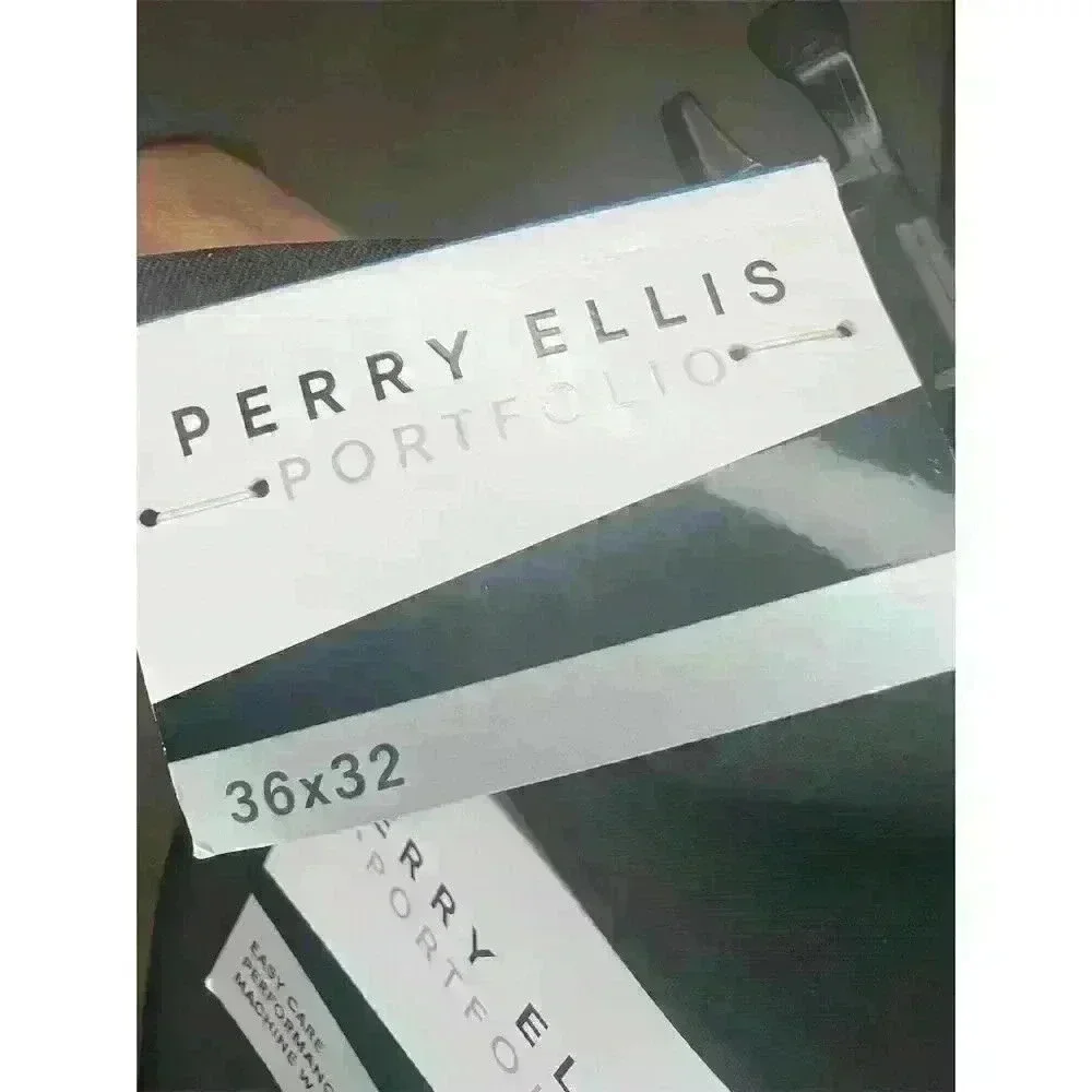 Perry Ellis Portfolio Men's Slim Fit Black Dress Pants Size 36x32